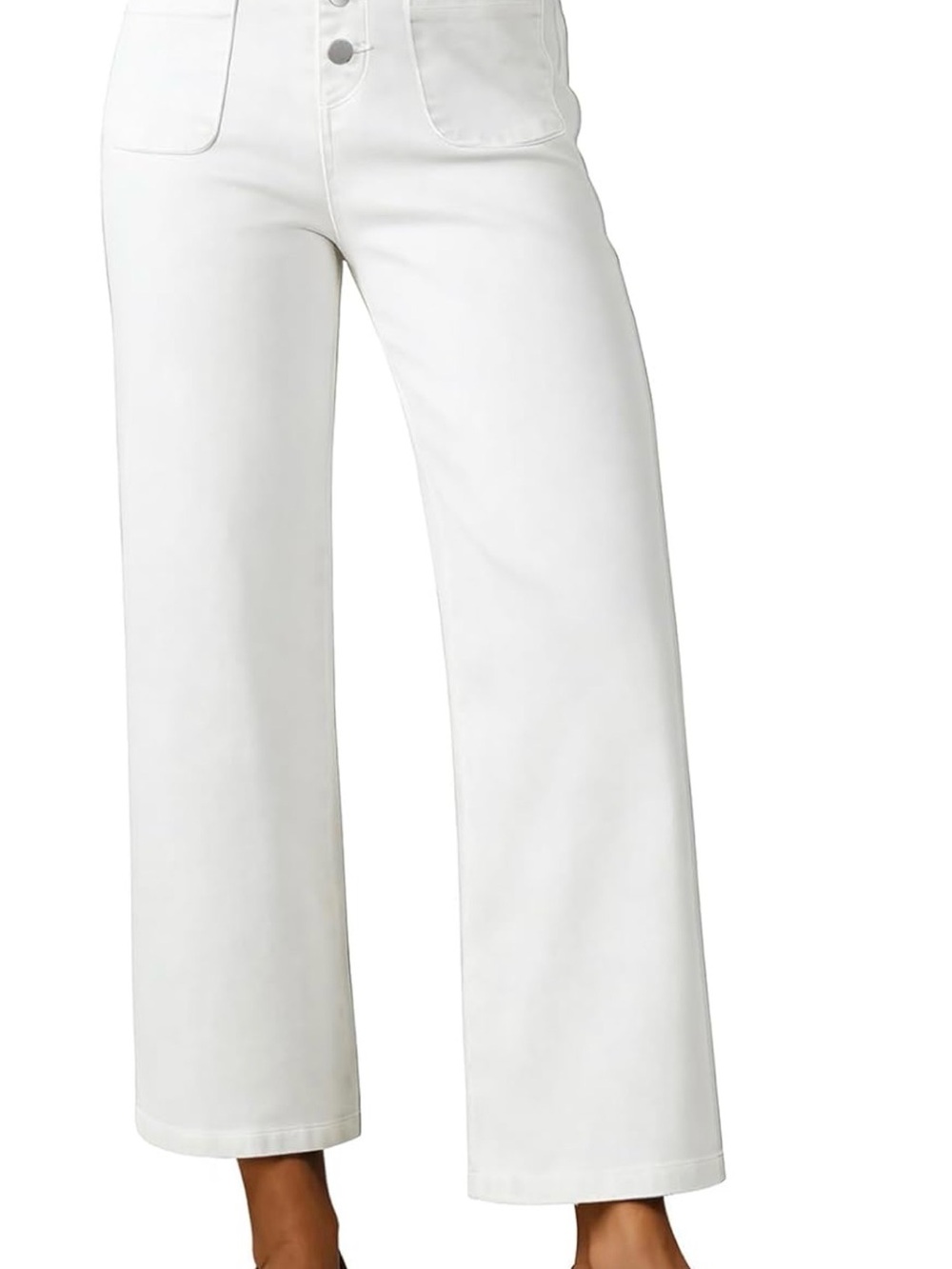 Sidefeel White Wide Leg Crop Jeans High Waisted Button Fly Sz 12